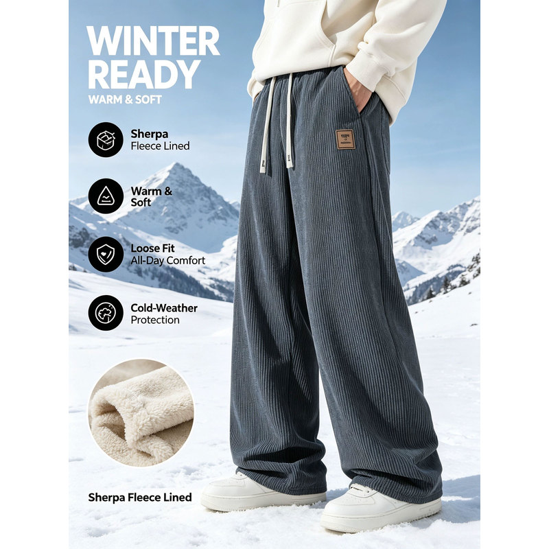 Corduroy Pant Warm - Pantalon de sport d'hiver pour hommes,