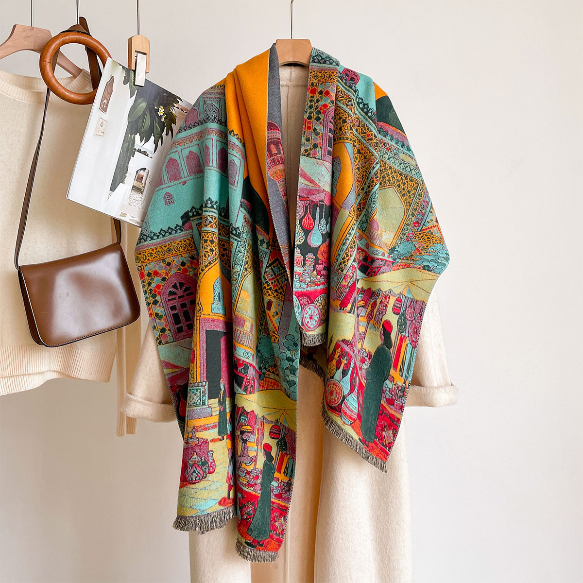 Cashmere Pashmina Wrap - Écharpe en imitation cachemire pour femme,